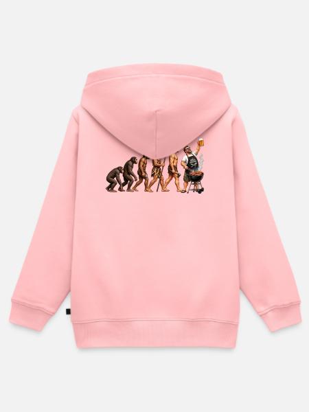 Evolution zum Grill - Kinder Premium Organic Zip Hoodie - Rosa