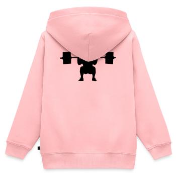 Figure d’ombre d’haltérophile - Sweat Premium à capuche zippé enfant bio - rose - Dos - AI Model Kid Female (0cm)