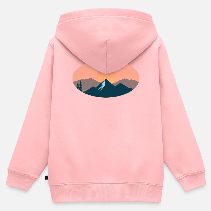 sun set - Sweat Premium à capuche zippé enfant bio - rose