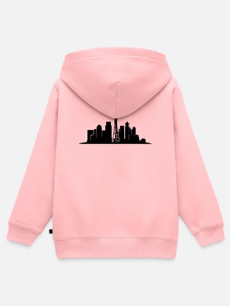 Seattle Skyline Silhouette - Kinder Premium Organic Zip Hoodie - Rosa