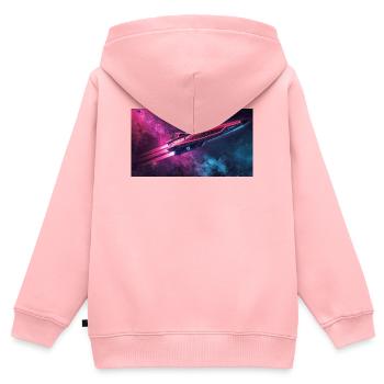 Raumschiff - Kinder Premium Organic Zip Hoodie - Rosa - Hinten - AI Model Kid Female (0cm)