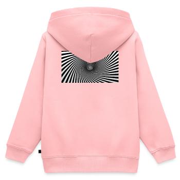 Monochrome en spirale hypnotique - Sweat Premium à capuche zippé enfant bio - rose - Dos - AI Model Kid Female (0cm)