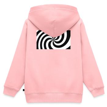 Hypnotische Schwarz-Weiß-Haarfeder - Kinder Premium Organic Zip Hoodie - Rosa - Hinten - AI Model Kid Female (0cm)