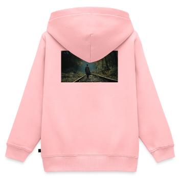 Epic Moment Near the Rails - Kids Premium Organic Zip-up Hoodie - rose - Back - AI Model Kid Female (0cm)