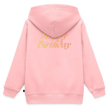 Bon anniversaire - Sweat Premium à capuche zippé enfant bio - rose - Dos - AI Model Kid Female (0cm)