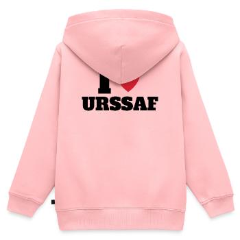 Ich liebe URSSAF - Kinder Premium Organic Zip Hoodie - Rosa - Hinten - AI Model Kid Female (0cm)