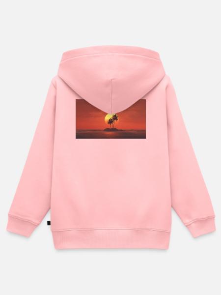Sonnenuntergang Palmeninsel - Kinder Premium Organic Zip Hoodie - Rosa