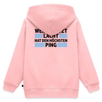 Wer zuletzt lacht höchsten Ping Gamer Shirt - Kinder Premium Organic Zip Hoodie - Rosa - Hinten - AI Model Kid Female (0cm)
