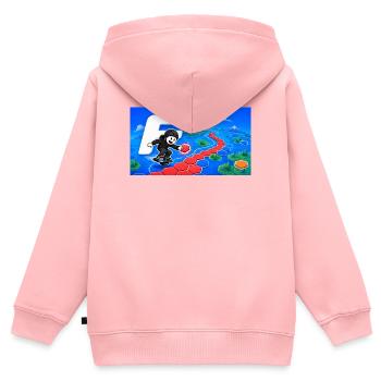 Floateers 2 - Kinder Premium Organic Zip Hoodie - Rosa - Hinten - AI Model Kid Female (0cm)