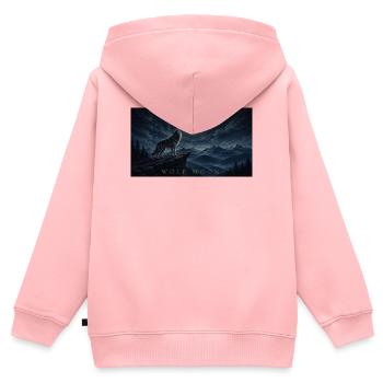 Mondbeschienener Wolf heult über Gipfeln - Kinder Premium Organic Zip Hoodie - Rosa - Hinten - AI Model Kid Female (0cm)