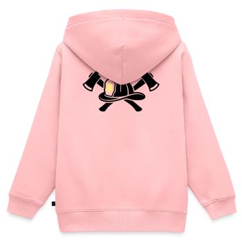 Feuerwehrhelm Aexte Grafik - Kinder Premium Organic Zip Hoodie - Rosa - Hinten - AI Model Kid Female (0cm)