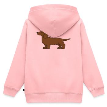 Braun Dackel Silhouette - Kinder Premium Organic Zip Hoodie - Rosa - Hinten - AI Model Kid Female (0cm)