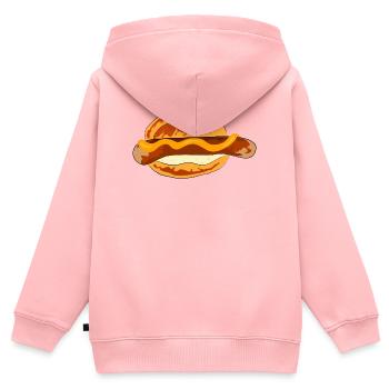 saucisse - Sweat Premium à capuche zippé enfant bio - rose - Dos - AI Model Kid Female (0cm)