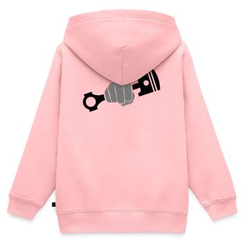 Faust hält Motor Kolben - Kinder Premium Organic Zip Hoodie - Rosa - Hinten - AI Model Kid Female (0cm)