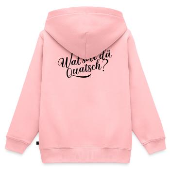 Wat soll dä Quatsch? - Kinder Premium Organic Zip Hoodie - Rosa - Hinten - AI Model Kid Female (0cm)