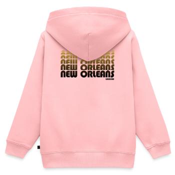 Motif Art déco doré de La Nouvelle-Orléans - Sweat Premium à capuche zippé enfant bio - rose - Dos - AI Model Kid Female (0cm)