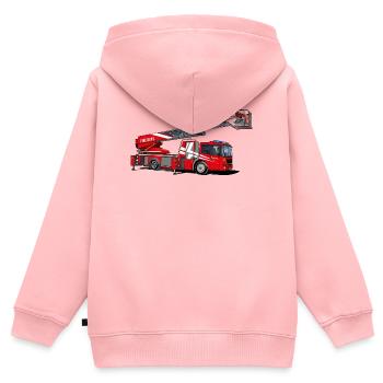 Pompiers avec échelle - Sweat Premium à capuche zippé enfant bio - rose - Dos - AI Model Kid Female (0cm)