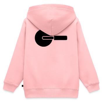 Couteau à roue coupe-pizza - Sweat Premium à capuche zippé enfant bio - rose - Dos - AI Model Kid Female (0cm)
