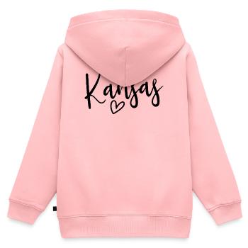 Les Femmes du Cœur du Kansas Aiment Kansas - Sweat Premium à capuche zippé enfant bio - rose - Dos - AI Model Kid Female (0cm)