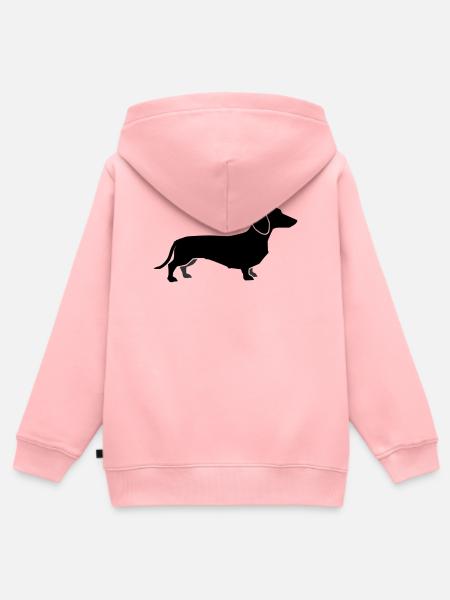 Dackel Hund Silhouette - Kinder Premium Organic Zip Hoodie - Rosa
