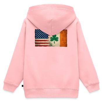 USA Drapeau Irlande Friendship Grunge - Sweat Premium à capuche zippé enfant bio - rose - Dos - AI Model Kid Female (0cm)