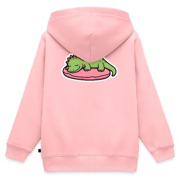 Esthétique du dinosaure dodu et douillet du soir - Sweat Premium à capuche zippé enfant bio - rose - Dos - AI Model Kid Female (0cm)