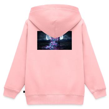 Jackpot de l’épuisement - Mème esthétique Vaporwave - Sweat Premium à capuche zippé enfant bio - rose - Dos - AI Model Kid Female (0cm)