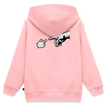 Hand of god Michelangelo - Sweat Premium à capuche zippé enfant bio - rose - Dos - AI Model Kid Female (0cm)