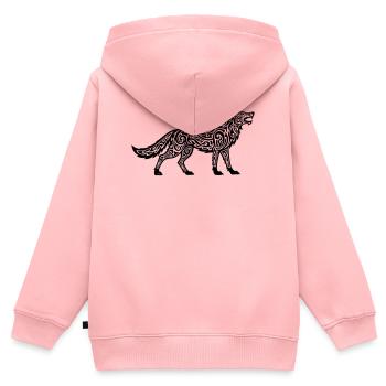 Loup du Caucase - Sweat Premium à capuche zippé enfant bio - rose - Dos - AI Model Kid Female (0cm)