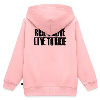 ride to live - Kinder Premium Organic Zip Hoodie - Rosa - Hinten - AI Model Kid Female (0cm)