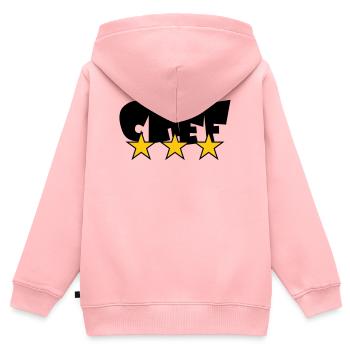 Chef Étoilé : Design 3 Étoiles Gastronomie - Sweat Premium à capuche zippé enfant bio - rose - Dos - AI Model Kid Female (0cm)