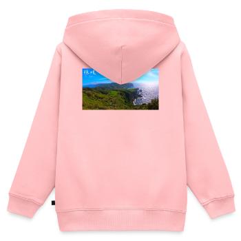 Falaise au Japon - Sweat Premium à capuche zippé enfant bio - rose - Dos - AI Model Kid Female (0cm)