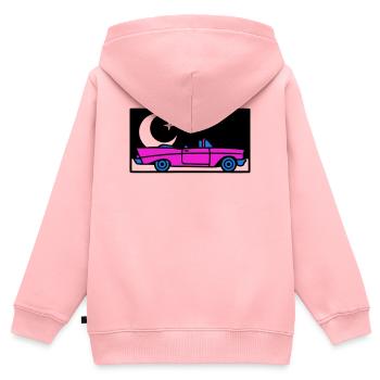 Retro 80s Cabrio Grafik - Kinder Premium Organic Zip Hoodie - Rosa - Hinten - AI Model Kid Female (0cm)