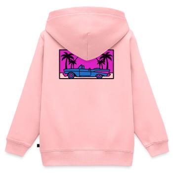 Retro 80er Auto Logo - Kinder Premium Organic Zip Hoodie - Rosa - Hinten - AI Model Kid Female (0cm)