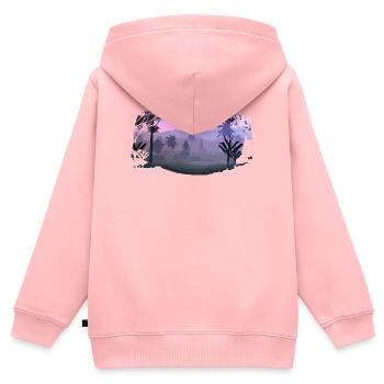 Paysage - Sweat Premium à capuche zippé enfant bio - rose - Dos - AI Model Kid Female (0cm)