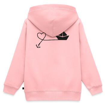 Papierboot Skizze – Segelboot mit Anker und Schnur - Kinder Premium Organic Zip Hoodie - Rosa - Hinten - AI Model Kid Female (0cm)