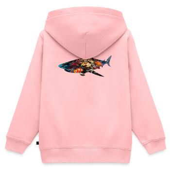 Korallenriff Hai-Fischsilhouette - Kinder Premium Organic Zip Hoodie - Rosa - Hinten - AI Model Kid Female (0cm)