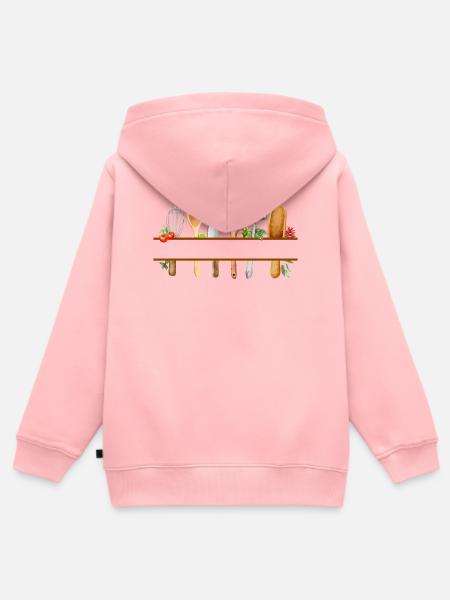 Personalisiertes Aquarell-Küchengeschenk - Kinder Premium Organic Zip Hoodie - Rosa