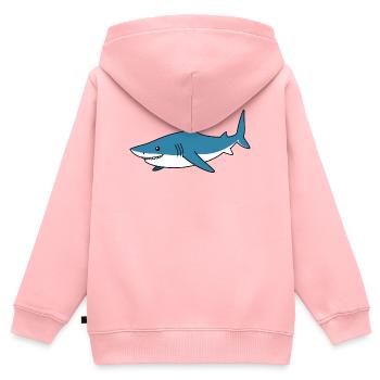 Blauer Cartoonhai – Küstenfreund - Kinder Premium Organic Zip Hoodie - Rosa - Hinten - AI Model Kid Female (0cm)