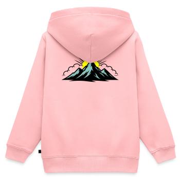 Montagnes Nuages Sommets - Sweat Premium à capuche zippé enfant bio - rose - Dos - AI Model Kid Female (0cm)