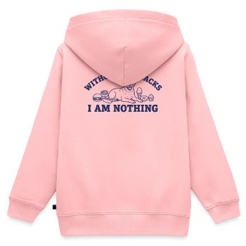 Amoureux des snacks : je ne suis rien sans snacks - Sweat Premium à capuche zippé enfant bio - rose - Dos - AI Model Kid Female (0cm)