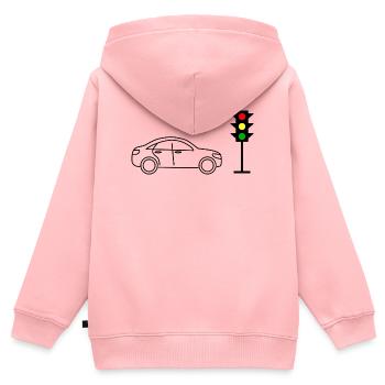 Feux de circulation avec voitures - Sweat Premium à capuche zippé enfant bio - rose - Dos - AI Model Kid Female (0cm)