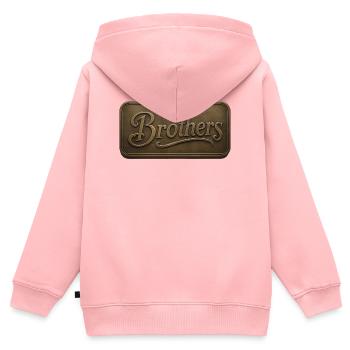 Brothers Bronze Relief Plaque - Kids Premium Organic Zip-up Hoodie - rose - Back - AI Model Kid Female (0cm)