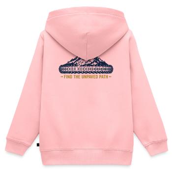 Sentier non goudronné Mountain Nightscape Pneumatique - Sweat Premium à capuche zippé enfant bio - rose - Dos - AI Model Kid Female (0cm)