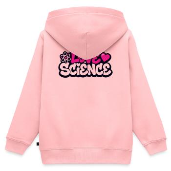 Love Science Schriftzug Logo - Kinder Premium Organic Zip Hoodie - Rosa - Hinten - AI Model Kid Female (0cm)