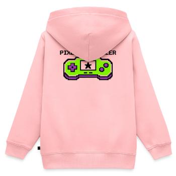 Pixel Controller Logo Grafik - Kinder Premium Organic Zip Hoodie - Rosa - Hinten - AI Model Kid Female (0cm)