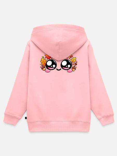 Kawaii-Herbst-Paar-Lächeln - Kinder Premium Organic Zip Hoodie - Rosa
