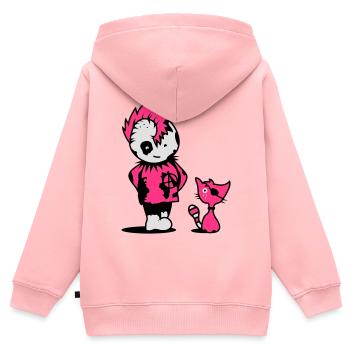 Un punk petit un petit chat - Sweat Premium à capuche zippé enfant bio - rose - Dos - AI Model Kid Female (0cm)