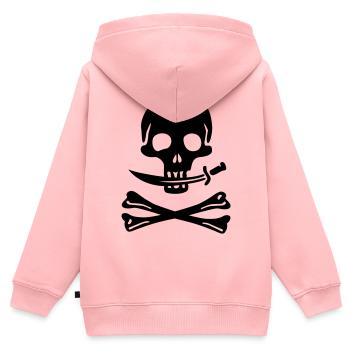 Pirate - pirates - Sweat Premium à capuche zippé enfant bio - rose - Dos - AI Model Kid Female (0cm)