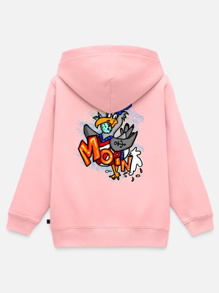 Moin Möwe Nordsee Cartoon - Kinder Premium Organic Zip Hoodie - Rosa
